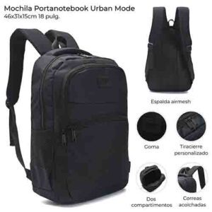 Mochila Portanotebook Urban Mode 18" 2 Compartimentos 1 Bolsillo