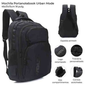 Mochila Portanotebook Urban Mode 18" 2 Compartimentos 2 Bolsillos