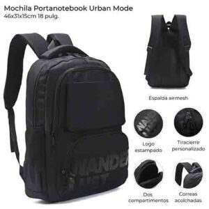 Mochila Portanotebook Urban Mode 18" 2 Compartimentos 2 Bolsillos