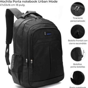 Mochila Urban Mode Con Portanotebook 18" 3 Compartimentos