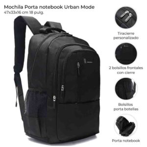 Mochila Urban Mode Con Portanotebook 18" 3 Compartimentos