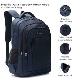 Mochila Urban Mode Con Portanotebook 18" 3 Compartimentos