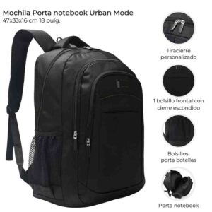 Mochila Urban Mode Con Portanotebook 18" 3 Compartimentos