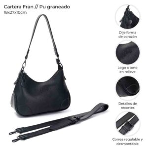 Cartera Fran Doble Correa Con Llavero Dije 18x27x10 Cm