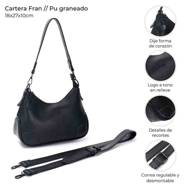 Cartera Fran Doble Correa Con Llavero Dije 18x27x10 Cm