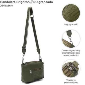 Bandolera Brighton 3 Cierres Y Bolsillo 26x16x8 Cm