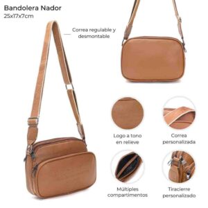 Bandolera Nador Cierre Decorativo Con Bolsillo Frontal 25x17x7 Cm