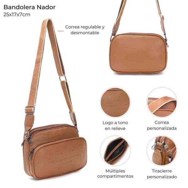 Bandolera Nador Cierre Decorativo Con Bolsillo Frontal 25x17x7 Cm
