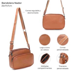 Bandolera Nador Cierre Decorativo Con Bolsillo Frontal 25x17x7 Cm