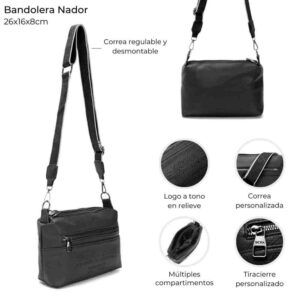 Bandolera Nador Tres Cierres Y Bolsillo 26x16x8 Cm