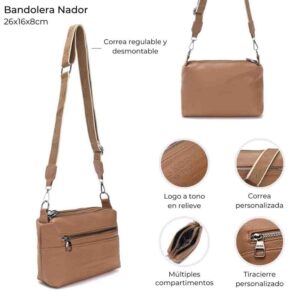 Bandolera Nador Tres Cierres Y Bolsillo 26x16x8 Cm