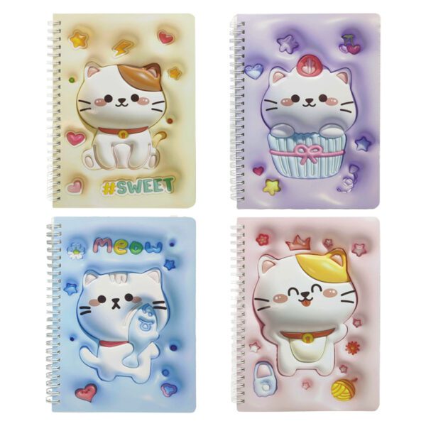Cuaderno Gato 3D 60 Hjs.14x20 Cm