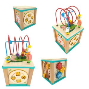 CUBO DE MADERA DIDÁCTICO PRONO CON RELOJ MULTI